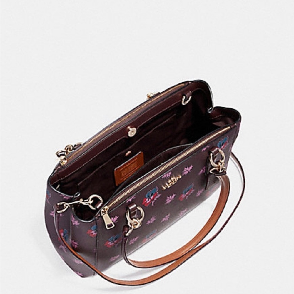 Coach Mini Christie Carryall Wildflower Print Oxblood NWT - Picture 2 of 7